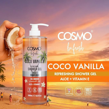COSMO Be Fresh Coco Vanilla Shower Gel 1000ml | Refreshing & Hydrating Body