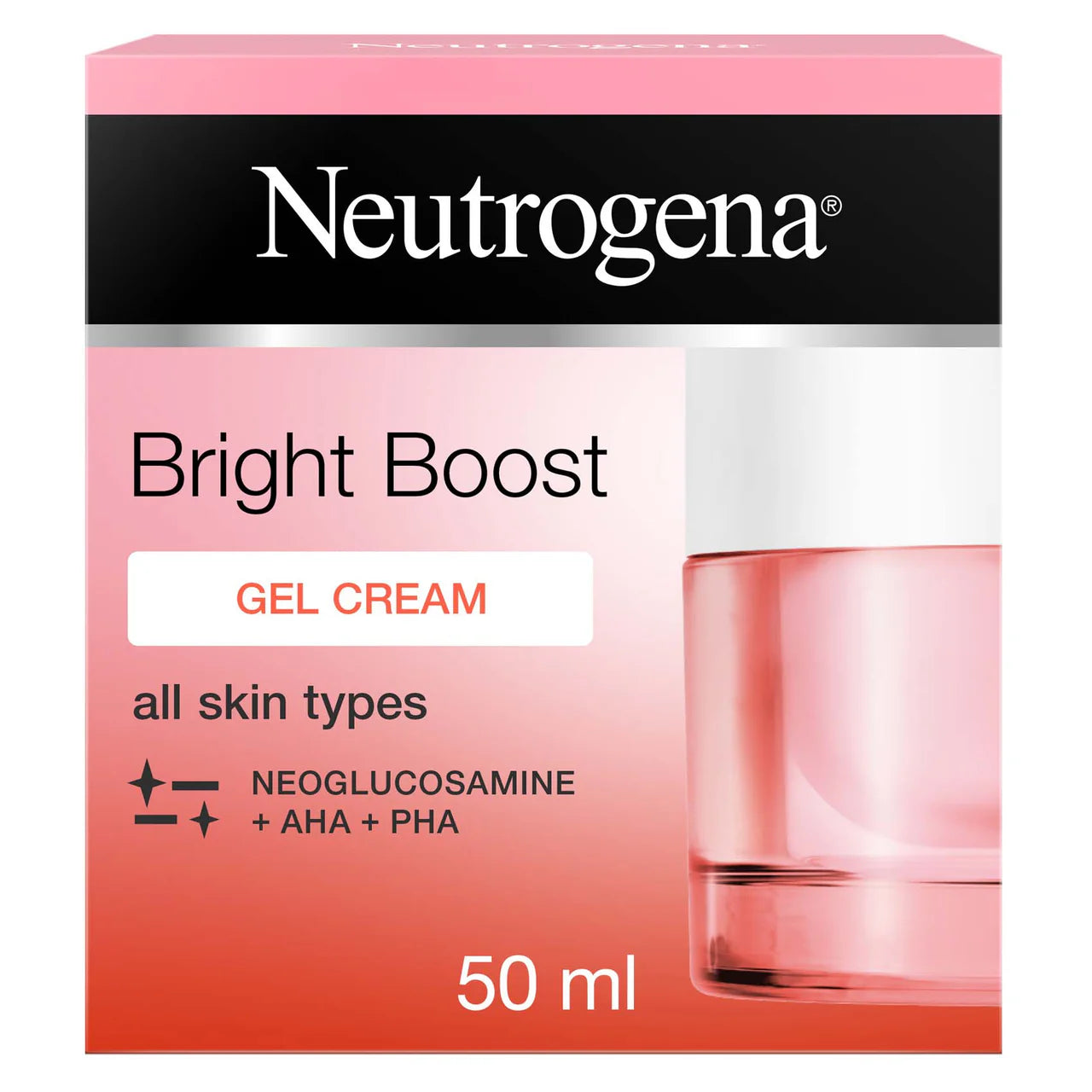 Neutrogena Bright Boost Cream Gel | Revitalizing Daily Gel Cream with Neoglucosamine & AHA for Radiant Skin | 50ml
