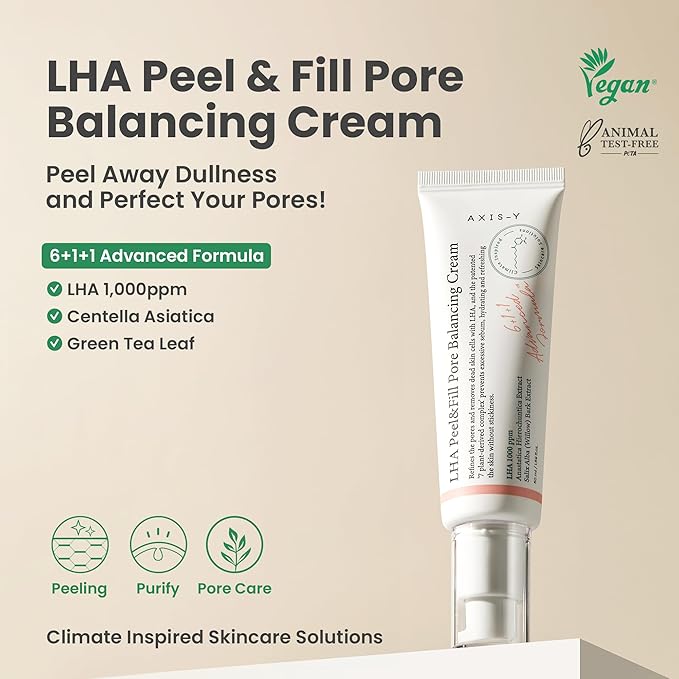 AXIS-Y LHA Peel & Fill Pore Balancing Cream | Blackhead Remover & Pore Minimizer for Face (50ml)
