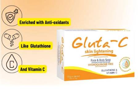 Gluta-C Skin Lightening Face & Body Soap – Brightening, Anti-Aging & Antibacterial Care (135g)