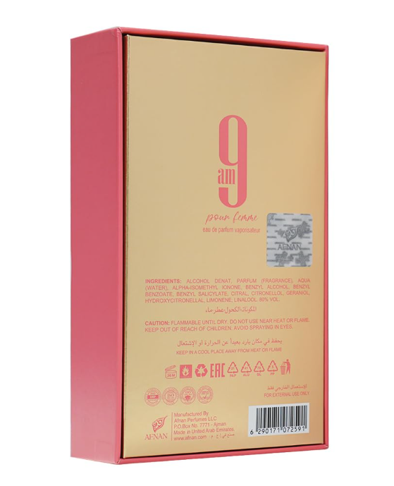 Afnan 9AM Pour Femme Eau de Parfum – 100ml | Fresh, Fruity & Feminine