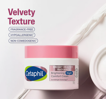 Cetaphil Bright Healthy Radiance Brightening Night Comfort Cream – Overnight Hydration & Tone Correction for Sensitive Skin