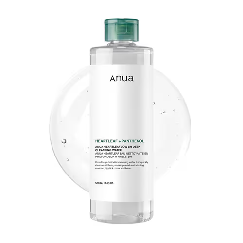 Anua Heartleaf + Panthenol Low pH Deep Cleansing Water (500ml) | Gentle Makeup Remover
