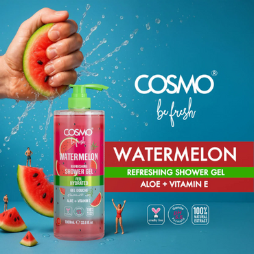 COSMO Be Fresh Watermelon Shower Gel 1000ml | Refreshing & Hydrating Body Wash