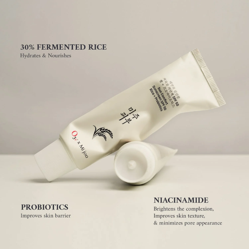 O3+ Mijoo Korea Sun Comfort Lightweight & Moisturising Sunscreen SPF 50 with Rice Probiotics 50g