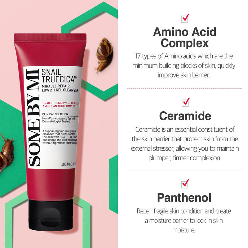 SOME BY MI Snail Truecica Miracle Repair Low pH Face Gel Cleanser (100 ml)
