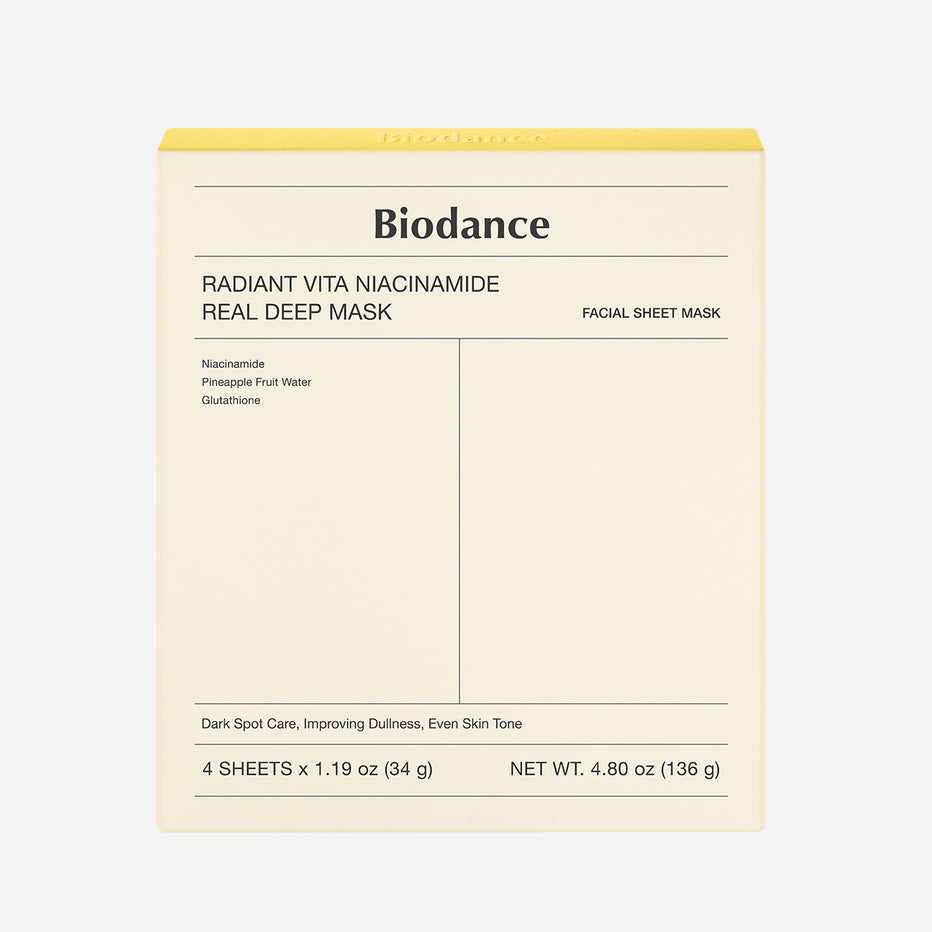Biodance Radiant Vita Niacinamide Real Deep Mask (4 Sheets) | Brightening Glow Set