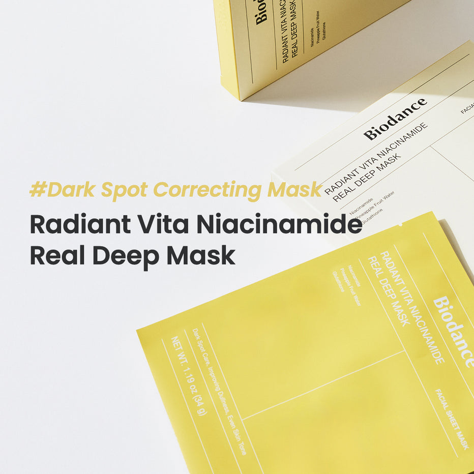 Biodance Radiant Vita Niacinamide Real Deep Mask (4 Sheets) | Brightening Glow Set