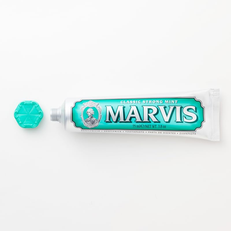 Marvis Classic Strong Mint Toothpaste – 3.8 oz | Intense Mint Flavor, Fights Plaque, Freshens Breath