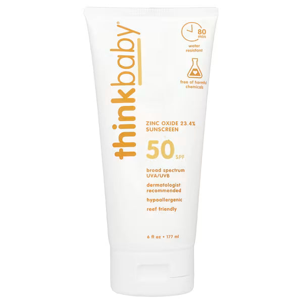 Thinkbaby Zinc Oxide Sunscreen, SPF 50, 6 fl oz (177 ml)