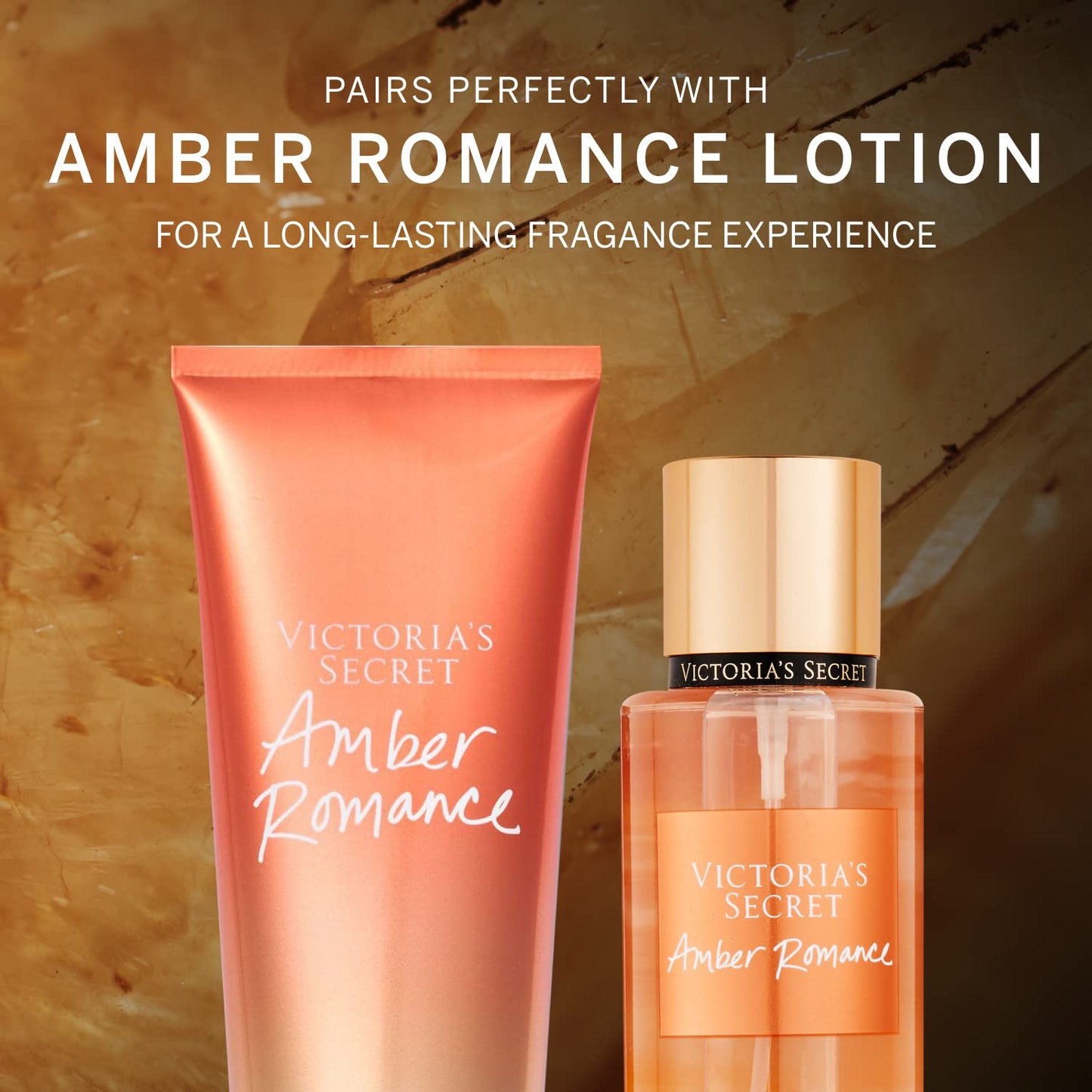 Victoria's Secret Amber Romance Body Mist for Women, Perfume with Notes of Sugar Kisses, Women’s Fragrance