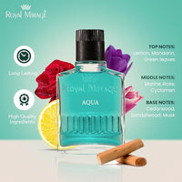 Royal Mirage Aqua Aftershave Lotion for Men | Refreshing Post-Shave Lotion with Lemon, Rose & Sandalwood Notes | 100ml