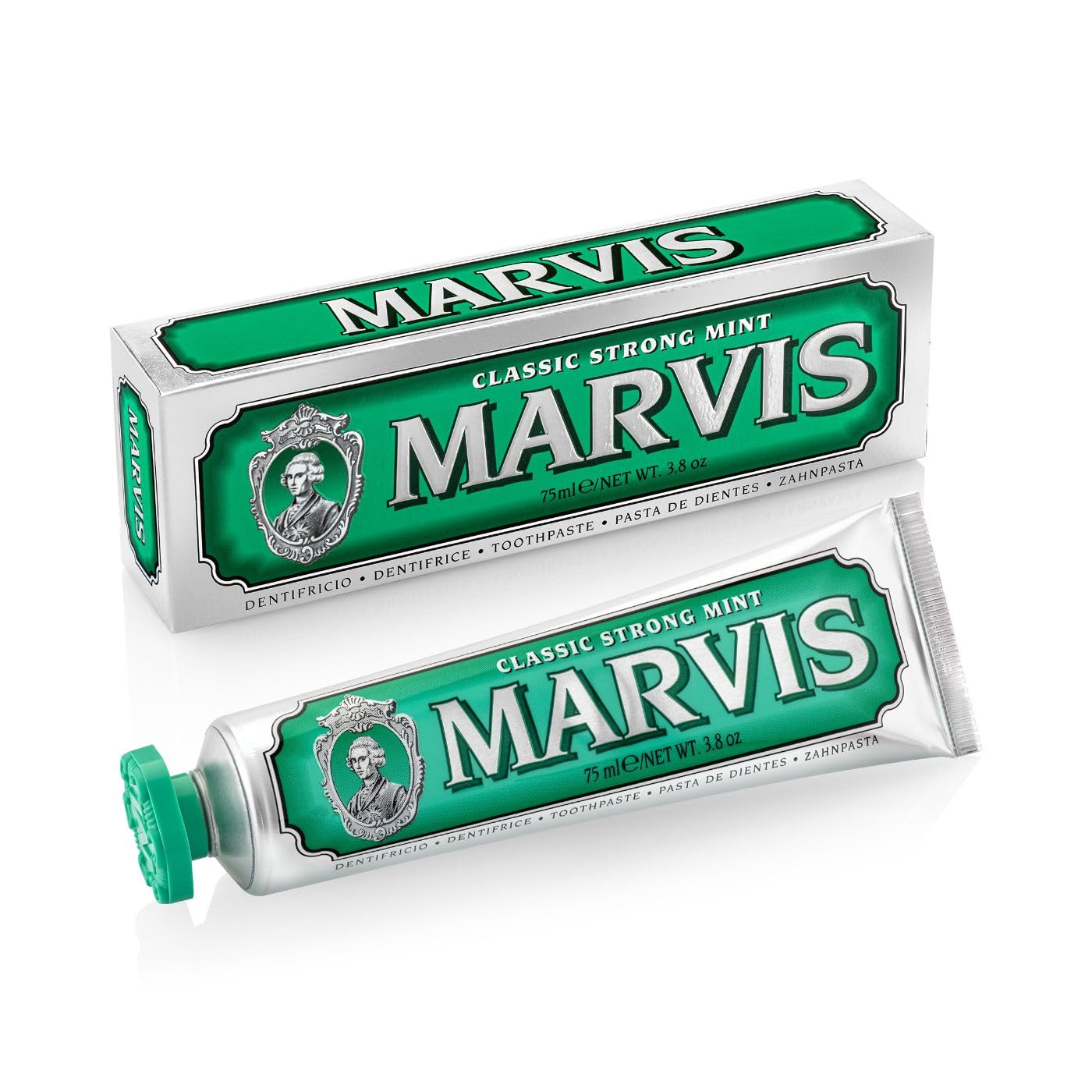 Marvis Classic Strong Mint Toothpaste – 3.8 oz | Intense Mint Flavor, Fights Plaque, Freshens Breath