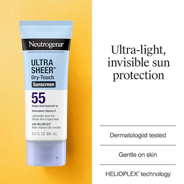 Neutrogena Ultra sheer Sunscreen, SPF 50+, Ultra light, for oily and dry skin, 88 ml