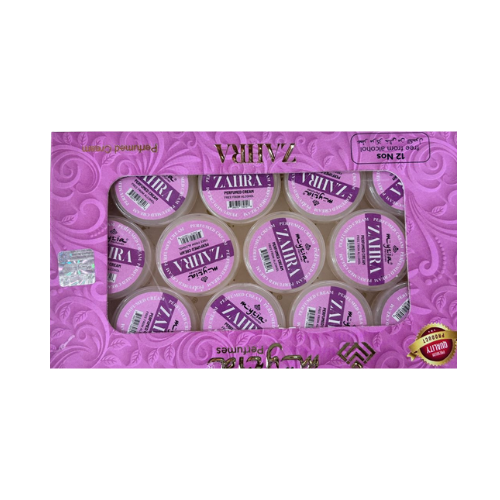 Myzia Zahra Perfumed Body Cream – 10g Each, Pack of 12 | Floral Elegance with Deep Moisturizing Care