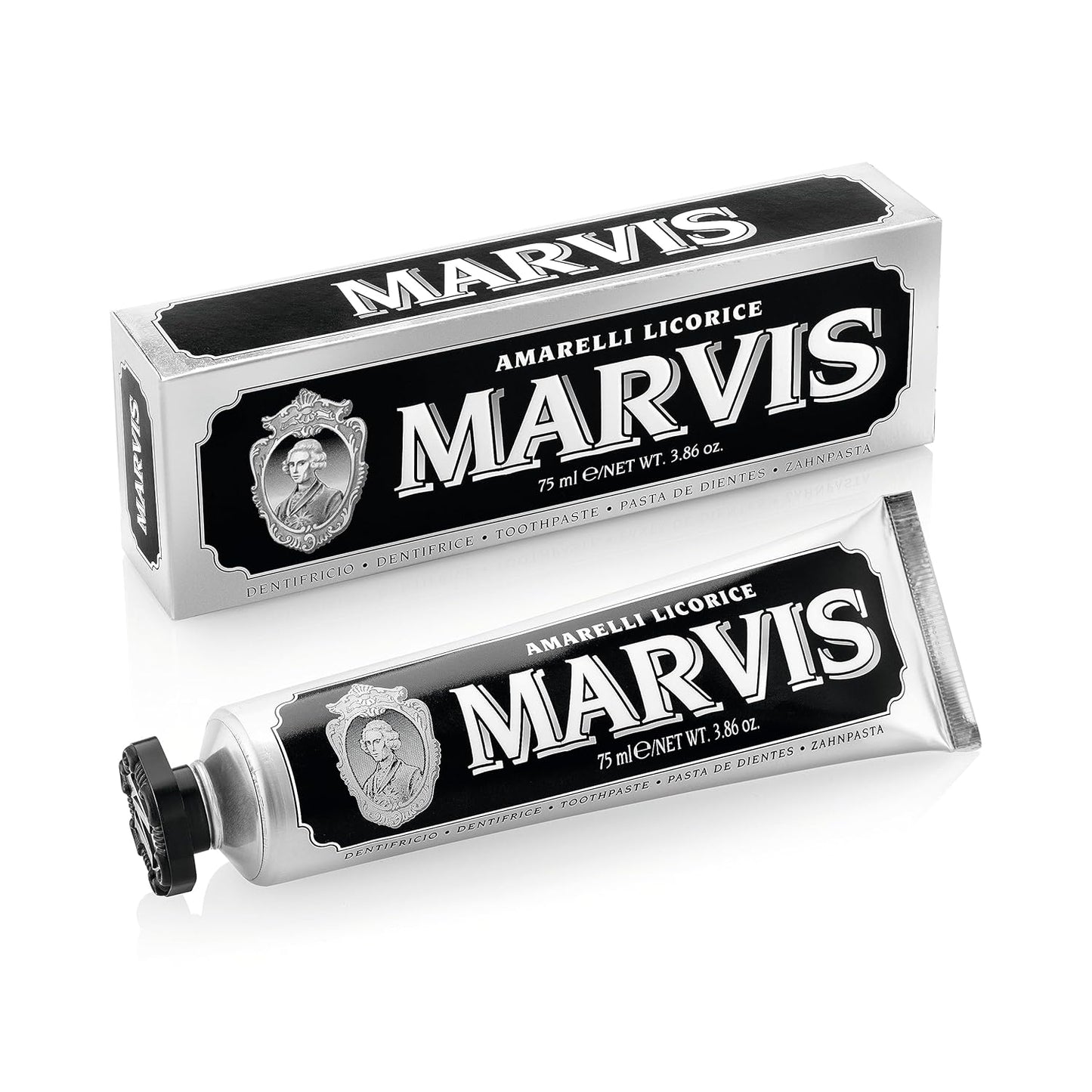 Marvis Amarelli Licorice Mint Toothpaste – 3.8 oz | Bold Licorice & Mint Flavor, Fights Tartar & Plaque, Freshens Breath