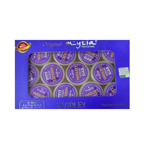 Myzia Yardley Perfumed Body Cream – 10g Each, Pack of 12 | Classic Fragrance with Luxurious Moisture