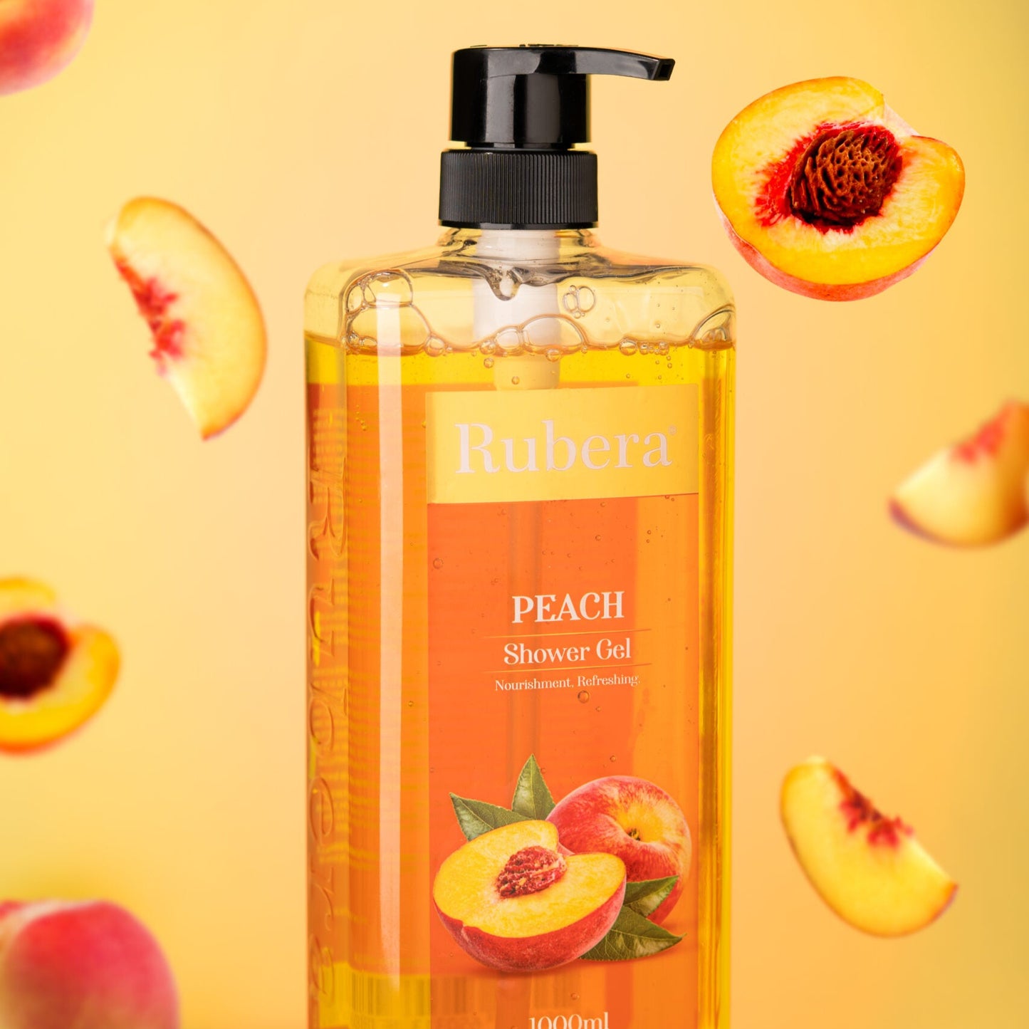 Rubera Peach Shower Gel | Refreshing Cleanser with Fruity Fragrance (1000ml)