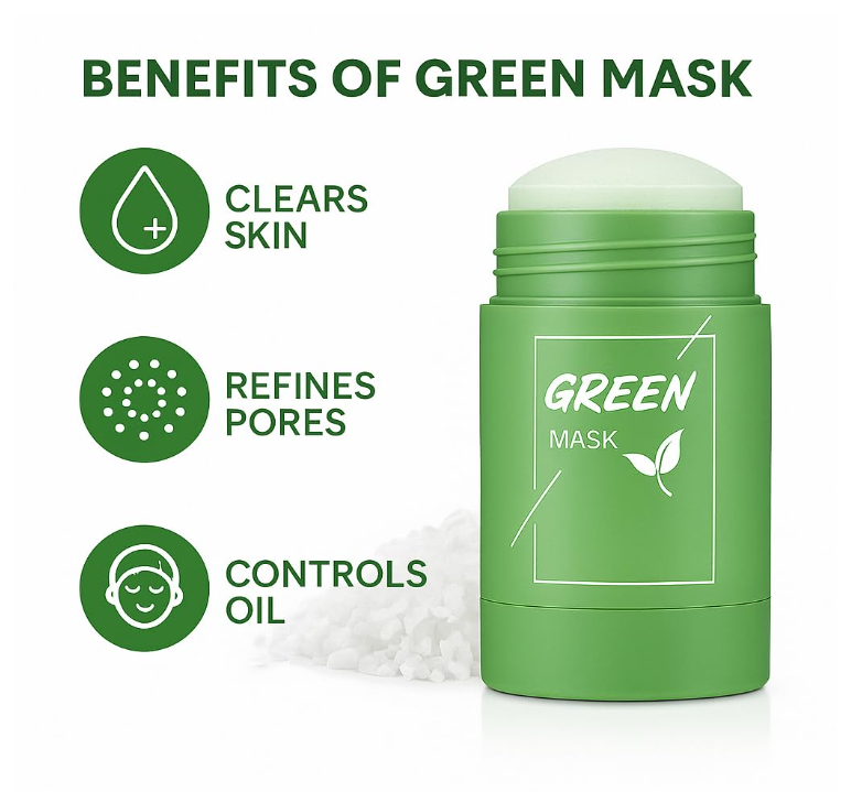 Green Tea Purifying Clay Mask Stick – Deep Cleanse & Oil Control for All Skin Types
