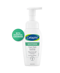 Cetaphil Soothing Foam Wash – 200ml | Gentle Foaming Cleanser with Ceramides for Dry, Sensitive Skin