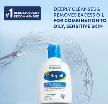 Cetaphil Oily Skin Cleanser – 125ml | Dermatologist Recommended Face Wash for Oily & Acne-Prone Skin
