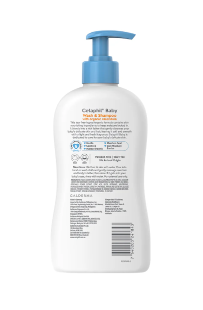 Cetaphil Baby Wash & Shampoo – Tear-Free 2-in-1 Cleanser with Organic Calendula for Hair & Body