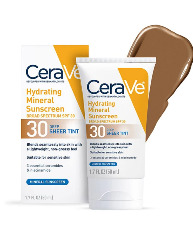Hydrating Mineral Sunscreen SPF 30 – Sheer Tint, Deep Shade