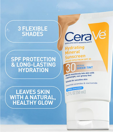 Hydrating Mineral Sunscreen SPF 30 – Sheer Tint, Deep Shade