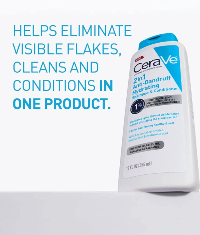 2-in-1 Anti-Dandruff Hydrating Shampoo & Conditioner – Cleanses, Fights Flakes & Moisturizes