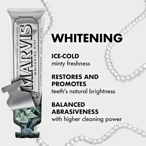 Marvis Whitening Toothpaste, Mint, 85ml, Promotes the Natural Whitening of the Teeth, Plaque Removal Toothpaste, Long-Lasting Freshness