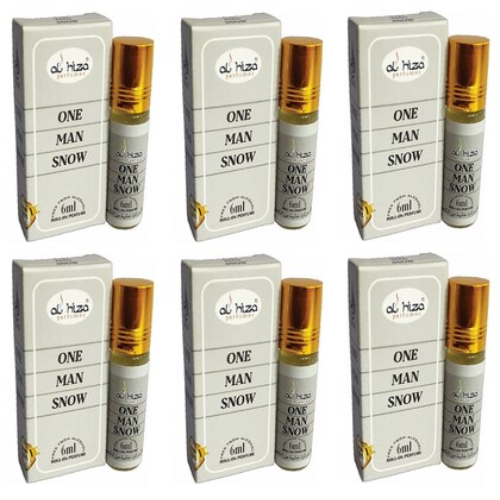 Al-Hiza One Man Snow Attar - 6ml Roll On | Concentrated Perfume Oil (Pack of 6)