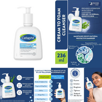 Cetaphil Hydrating Foaming Cream Cleanser – 236ml (For Dry to Normal, Sensitive Skin)