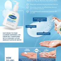 Cetaphil Hydrating Foaming Cream Cleanser – 236ml (For Dry to Normal, Sensitive Skin)