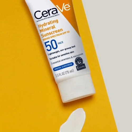 Cerave Hydrating Mineral Sunscreen SPF 50 Face Lotion – High Protection, Lightweight Hydration