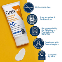 Cerave Hydrating Mineral Sunscreen SPF 50 Face Lotion – High Protection, Lightweight Hydration