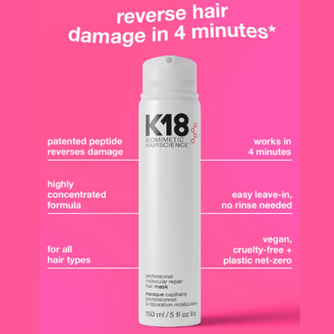 K18 Leave-In Molecular Repair Hair Mask (150ml) | 4-Minute Leave-In Treatment for Damaged Hair