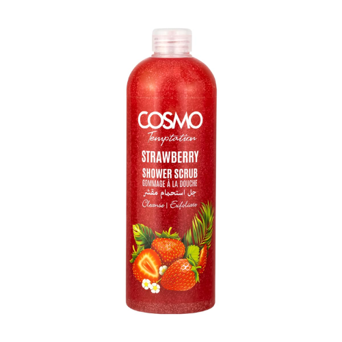 Cosmo Designs Temptation Strawberry Shower Scrub 1000ml | Exfoliating & Hydrating Body Scrub