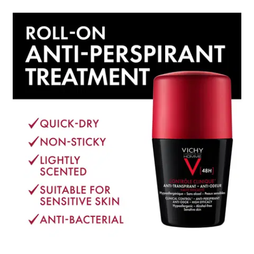 Vichy Homme Clinical Control Detranspirant Anti-Odor Deodorant 96H 50ml