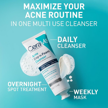 Acne Clay To Foam Cleanser – Deep Cleansing & Oil Control | Cerave