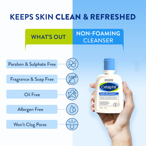 Cetaphil Gentle Skin Cleanser – 125ml | Soap-Free, Fragrance-Free Cleanser for All Skin Types