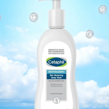 Cetaphil Restoraderm Body Wash – 295ml | Gentle Cleanser for Very Dry, Sensitive, and Eczema-Prone Skin