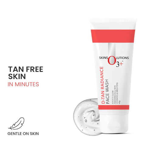 O3+ Tan Radiance Face Wash With Vitamin C Glowing Skin and Deep Cleanses and Unifies Skin Tone (60gm) Removes Tan and Brightens Skin| Exfoliates Gently| H