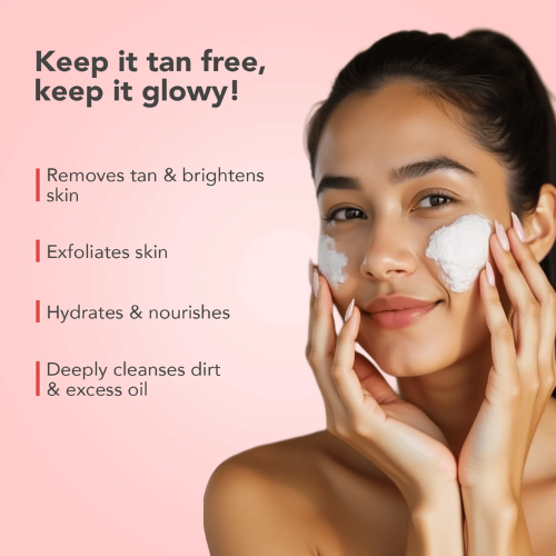 O3+ Tan Radiance Face Wash With Vitamin C Glowing Skin and Deep Cleanses and Unifies Skin Tone (60gm) Removes Tan and Brightens Skin| Exfoliates Gently| H