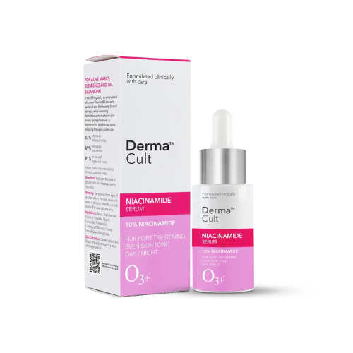 03+ Derma Cult 10% Niacinamide Face Serum for Acne Marks, Blemishes & Oil Balancing Zinc & Herbs (30ml)