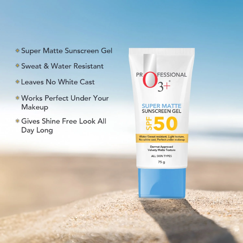 O3+ Super Matte Sunscreen gel SPF 50 For All skin types, 75g
