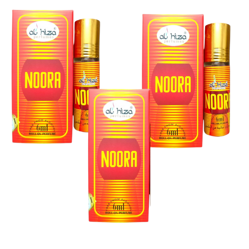 Al-Hiza Noora Attar - 6ml Roll On | Sweet Floral & Long Lasting Fragrance (Pack of 3)