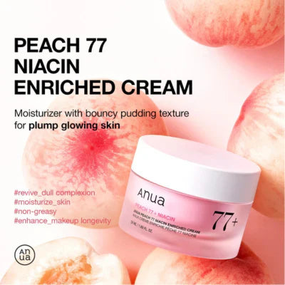 Anua Peach 77% Niacin Enriched Cream (50mL) | Brightening Dewy Moisturizer