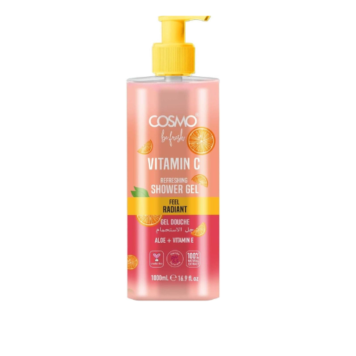 COSMO Be Fresh Vitamin C Shower Gel with Aloe Vera & Vitamin E 1000ml | Refreshing & Hydrating Body Wash
