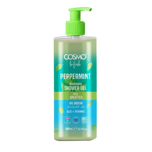 COSMO Be Fresh Peppermint Refreshing Shower Gel with Aloe Vera & Vitamin E 1000ml | Cooling & Invigorating Body Wash