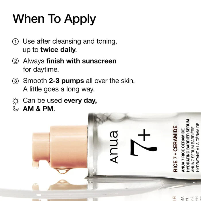 Anua Rice 7+ Ceramide Hydrating Barrier Serum (50ml) | Barrier Repair & Deep Hydration